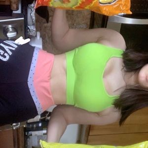 Highlighter green sports bra